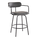 Demi - Contemporary Fixed Height Counter Stool With Swivel With Round Footrest (Set of 2) by HouseOfZazla