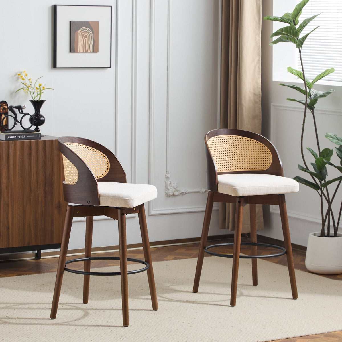 Como Indoor Wood Barstool Set of 2, photo 3 of 8