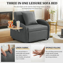 Sleeper Sofa Chair Bed, 3-In-1 Convertible with Adjustable Backrest & Foldable Table by HouseOfZazla