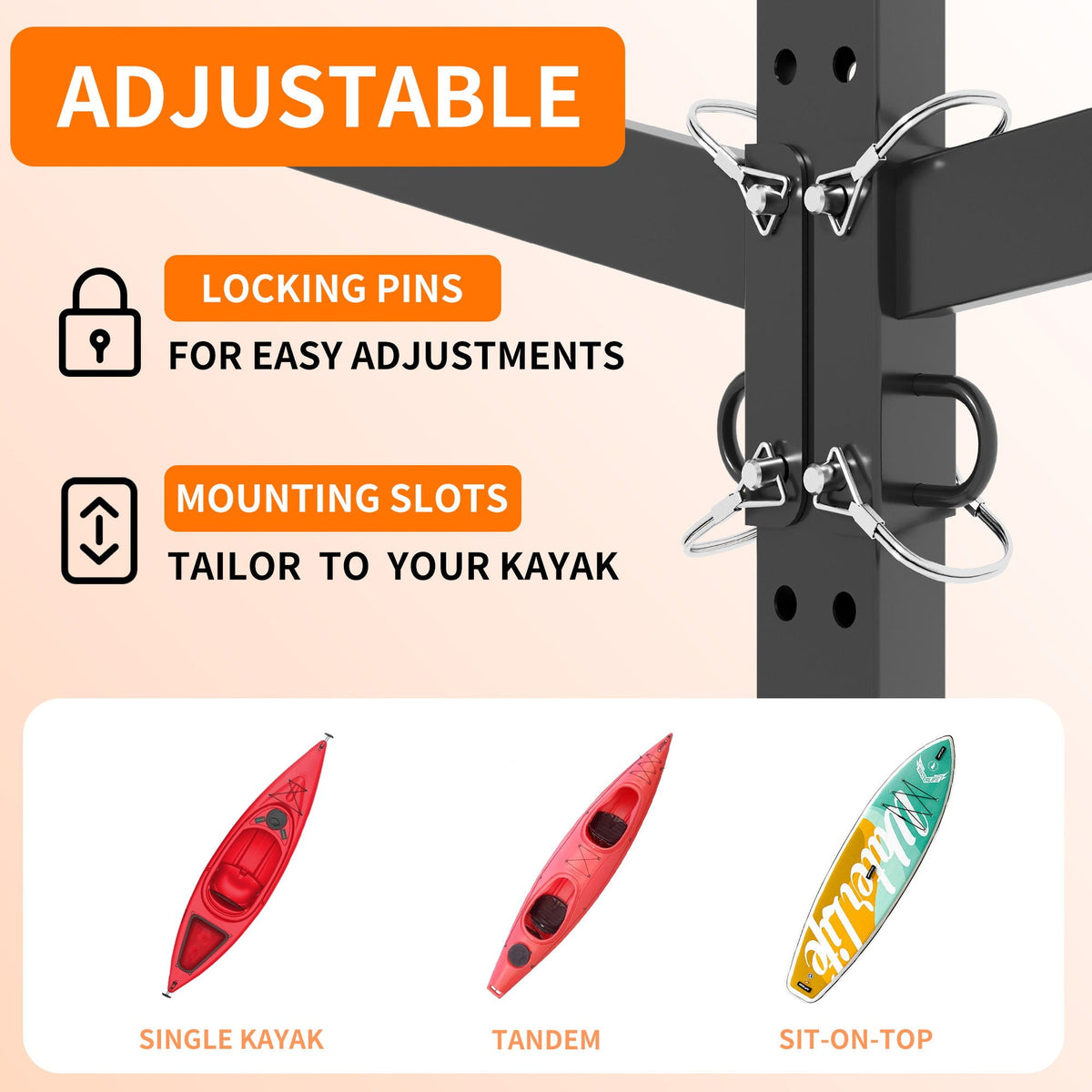 Freestanding Kayak Storage Rack With Lockable Wheels For Kayak, Canoe, Sup & Surfboard, photo 7 of 28