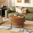 Lift Top Coffee Table with Round Storage and Reinforced Legs - Brown by HouseOfZazla