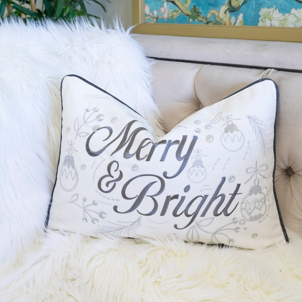 Merry & Bright Christmas Throw Pillow, photo 7 of 7