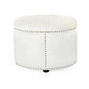 Elegant Round Ottoman Footstool With Studded Rim by HouseOfZazla