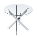Dining Table With Cross Metal Leg And Tempered Glass, Modern Space Saving Kitchen Table For Living Room by HouseOfZazla