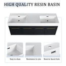 Modern Wall Mounted Bathroom Vanity With Resin Sink and Storage Rack