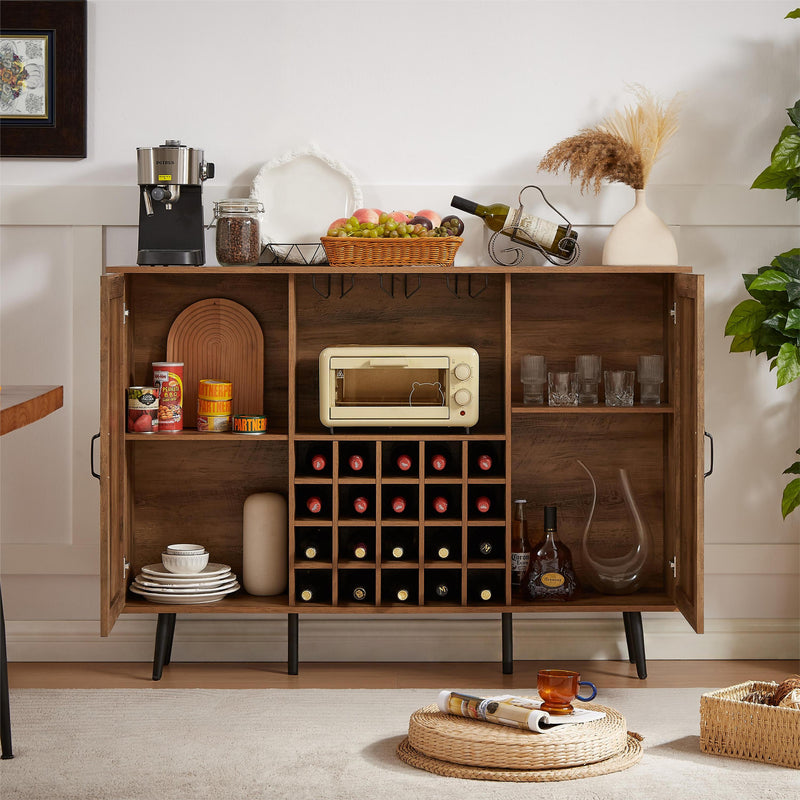 Walker Edison | Rattan Barn Door Bar Cabinet