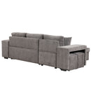 Modern L-Shape 3 Seat Reversible Sectional Couch, Pull Out Sleeper Sofa With Storage Chaise And 2 Stools For Living Room Furniture Set by HouseOfZazla