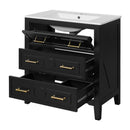 Retro Bathroom Vanity With Sink Combo, Free Standing Single Set With 3 Drawers