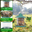 Hanging Gazebo Wild Bird Feeder Outdoor Bird Seed Station with Large Capacity 6 Feeder Ports for Garden Patio Park Weatherproof Easy To Refill by GBruno Store