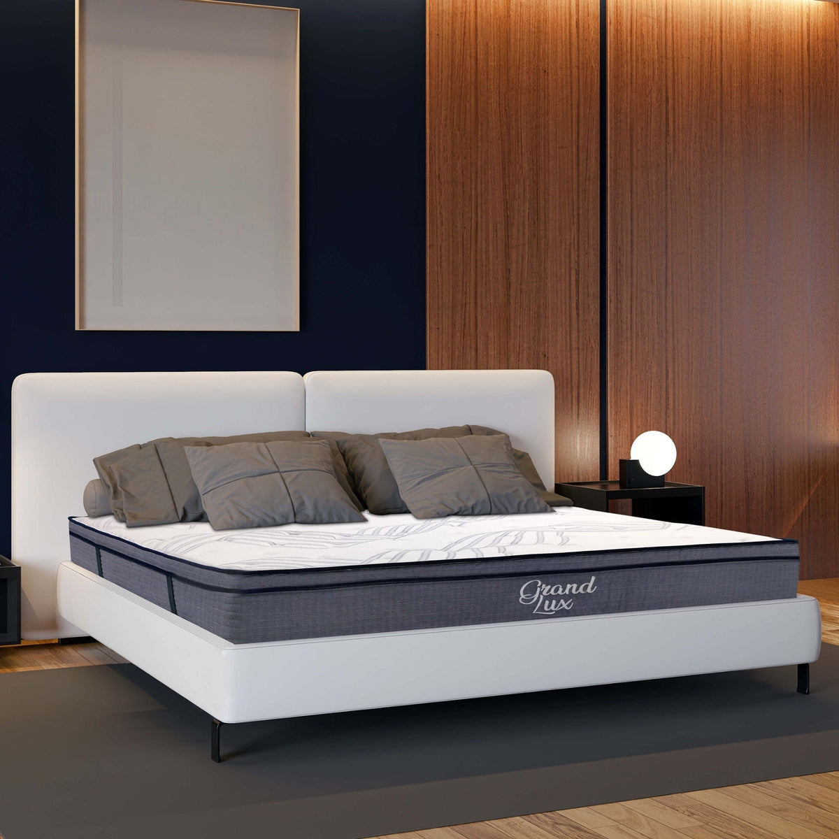 Hybrid Plush Foam Mattress, Soft Polyester Knit Cover, Multi Layer Foam Mattress - White / Gray - King, photo 3 of 7