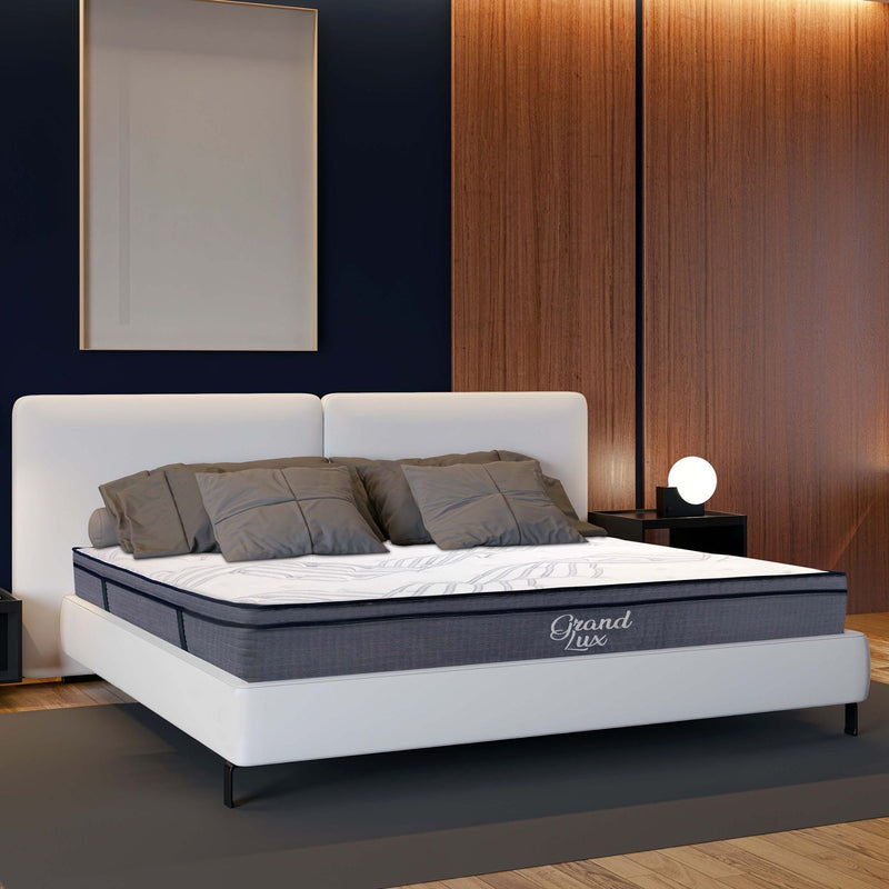 Hybrid Plush Foam Mattress, Soft Polyester Knit Cover, Multi Layer Foam Mattress - White / Gray - King, photo 3 of 7