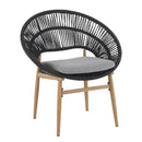 Cyril - Outdoor Patio 7 Piece Dining Set With Wicker Chairs And Table - Dark Gray / Teak