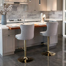 A&A Furniture,Golden Swivel Velvet Barstools Adjusatble Seat Height from 25-33 Inch, Modern Upholstered Bar Stools with Backs Comfortable Tufted for Home Pub and Kitchen Island（Gray,Set of 2） by Montret