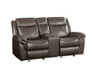 Lydia - Leather Aire Motion Loveseat With USB Console - Brown by HouseOfZazla