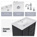 30" Bathroom Vanity With Sink, 3 Drawers, Adjustable Feet by HouseOfZazla