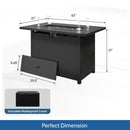 Outdoor 2 In 1 Gas Fire Pit Table With Lid & Glass Shield, Stainless Burner, Lava Rock, Rectangular Design - Black by HouseOfZazla