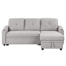 80.3" Pull Out Sofa Bed Modern Padded Upholstered Sofa Bed, Linen Fabric 3 Seater Couch with Storage Chaise and Cup Holder, Small Couch for Small Spaces