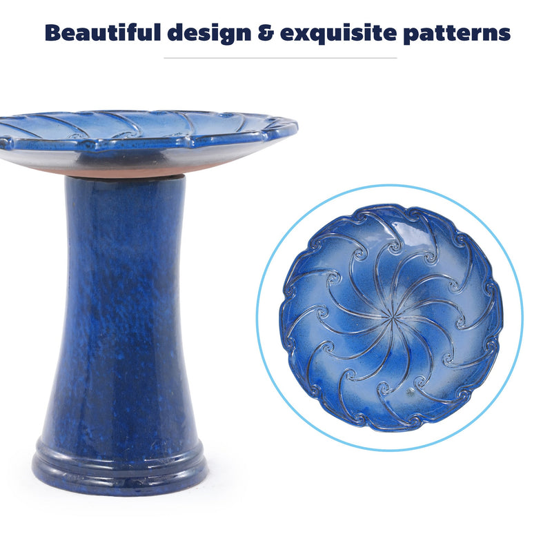 Handmade Glazed Ceramic Bird Bath, Sapphire, photo 6 of 10