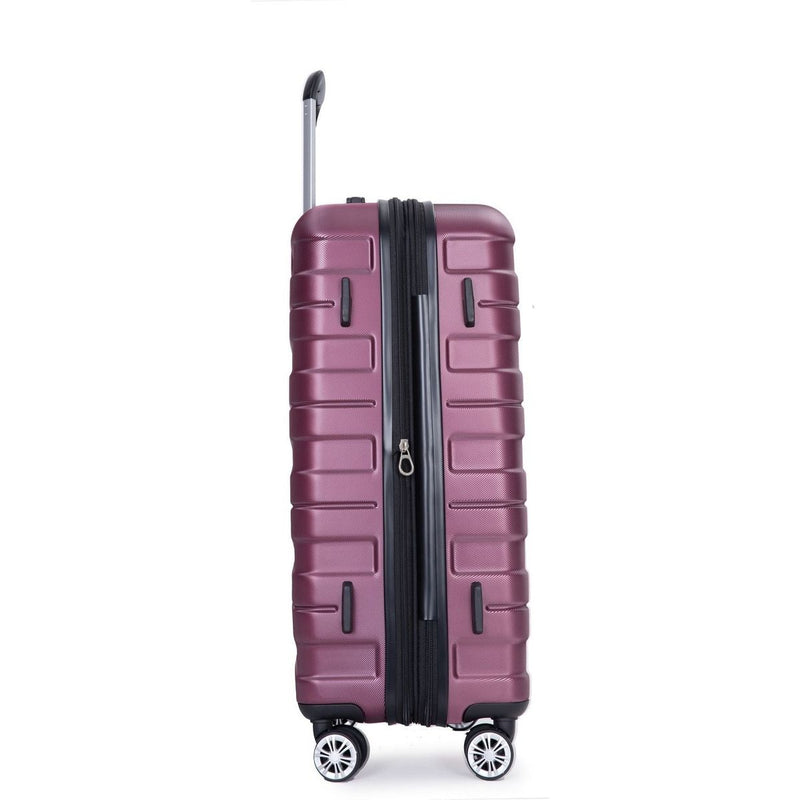 3 Piece Luggage Sets PC Lightweight & Durable Expandable Suitcase with Two Hooks, Double Spinner Wheels, TSA Lock, (21/25/29) Wine Red