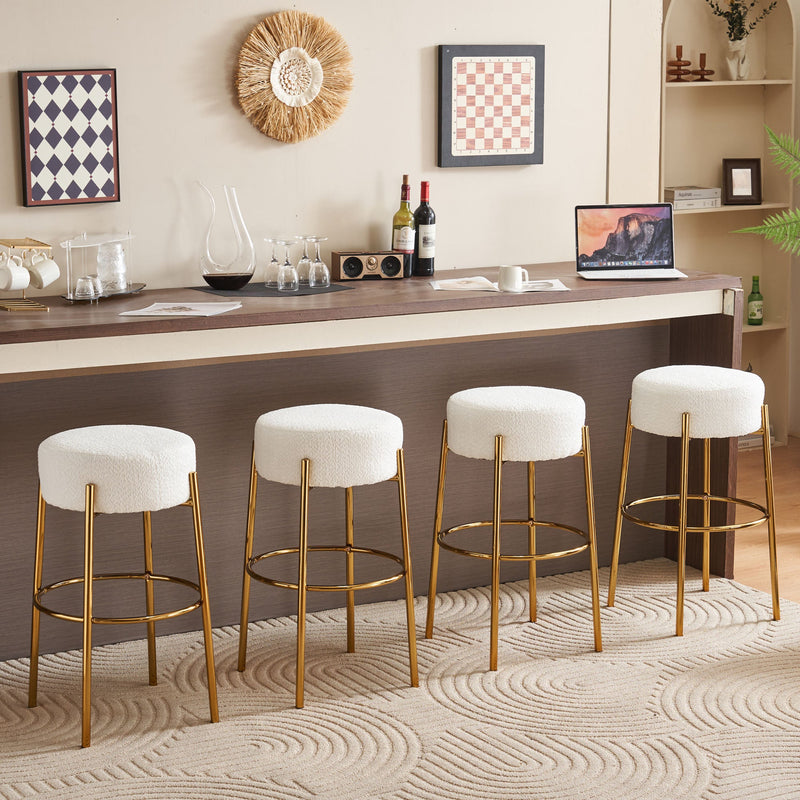 30" Tall, Round High Bar Stools, Set of 2 - Contemporary upholstered dining stools for kitchens, coffee shops and bar stores - Includes sturdy hardware support legs