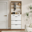 Shoe Cabinet With 3 Doors 2 Drawers With Hanger, Door With Shape, Large Space For Storage by HouseOfZazla