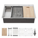 Drop In Kitchen Sink With Workstation, 16 Gauge - Brushed Nickel by HouseOfZazla