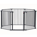 200" Adjustable Safety Gate 8 Panels Play Yard Metal Doorways Fireplace Fence Christmas Tree Fence Gate for House Stairs Gate prohibited area fence