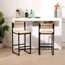 Bar Stools Paper Rope Weave Dining Chairs With Back Hand Weave Stools For Kichen Island, Bar & Counter (Set of 2) by HouseOfZazla