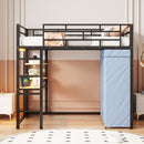 Loft Bed With Desk, Shelves, Power Outlet, LED Light And Wardrobe by Unique Piece Furniture