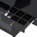 Modern Makeup Vanity Desk With Drawers Cabinet & Charging Port Engineered Wood Space Saving Design For Small Places - Black by HouseOfZazla