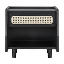 Black Nightstand with Rattan Detail by HouseOfZazla