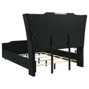 Lorient Queen LED Upholstered Wingback Bed Black