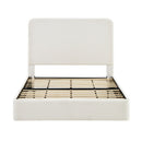 Canter Tall Headboard Upholstered Bed in Pearl White Chenille, Queen Size by HouseOfZazla