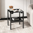 2-Piece Black Side Table, 2-Tier Space End Table, Modern Night Stand, Sofa table, Side Table with Storage Shelve