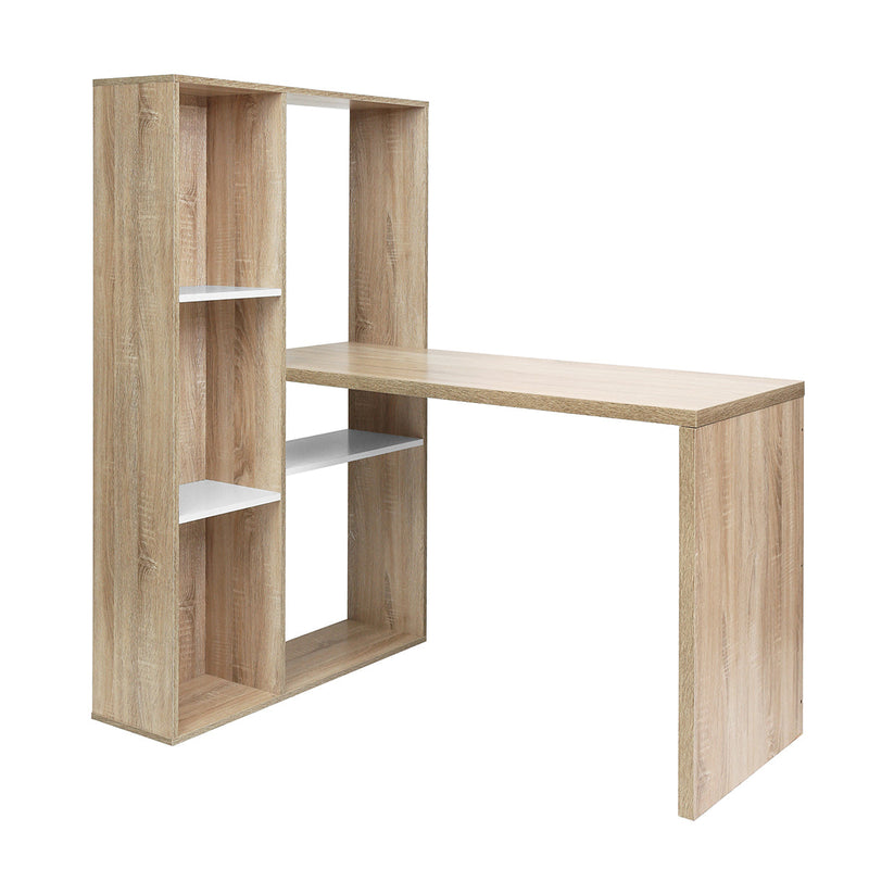 47.2" W X 19.7"D X 29.5"-54.3" H 2 in 1 computer desk/ L-shape Desktop with shelves - OAK