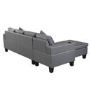 Modern Sectional Sofa Set With L Shape Chaise Lounge, Cup Holder, 4 Seat - Gray by Unique Piece Furniture