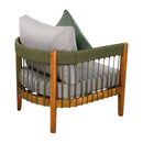 [Set of 2] Acacia Wood Outdoor Club Chair with Rope Accents