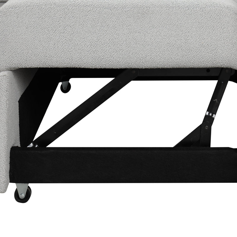 82.6" L-shaped Sectional Pull Out Sofa Bed Sleeper Sofa with Two USB Ports, Two Power Sockets and a Movable Storage Ottoman, Gray