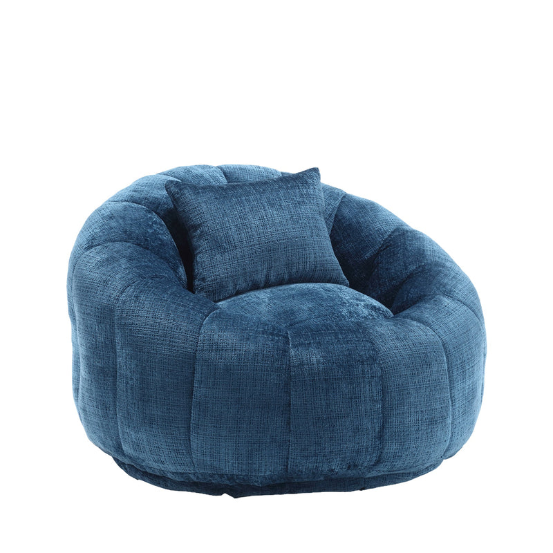 COOLMORE Modern Extra Large Round Bean Bag Chair with Footrest for Living Room, Chenille Fabric Lazy Sofa with Pillow for Adults, Teenagers,Child, Suitable for Bedroom, Dormitory, Study Room