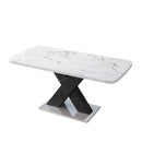 Rectangle Dining Table With Stretchable Top, X Shape Mdf Legs With Steel Base - White / Black by HouseOfZazla