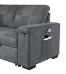 Toby - Woven Fabric Reversible Sleeper Sectional Sofa With Storage Chaise Cup Holder Charging Ports And Pockets by HouseOfZazla