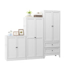 Pantry Cabinet With 2 Drawers, Freestanding Kitchen Storage Cabinet With Adjustable Shelves, Heavy-Duty Organizer For Spices, Dishware, Small Appliances - White by HouseOfZazla
