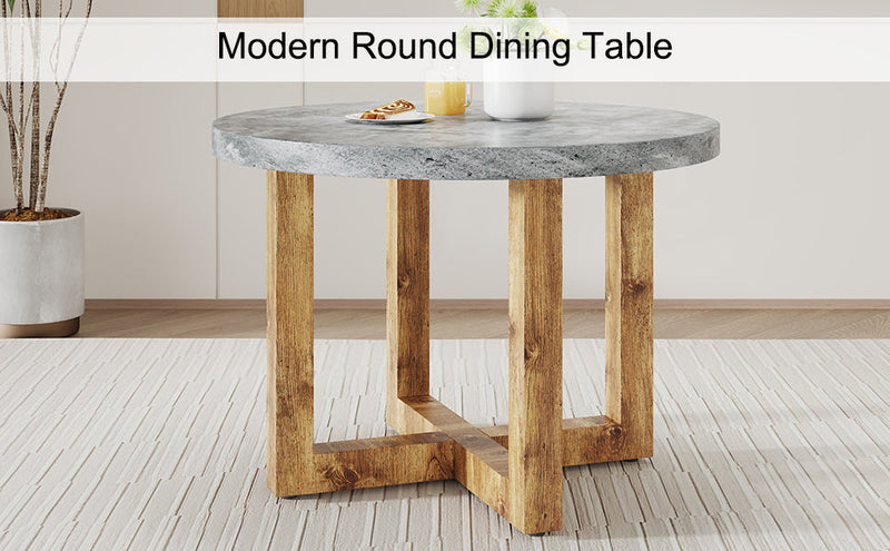 A modern and practical circular dining table. Made of MDF tabletop and wooden MDF table legs. Suitable for living room and bedroom. 42 inches x 42 inches x 30 inches