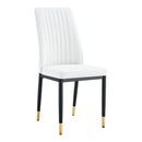 4 Dining Chair Set, White Dining Chair Set, PU Material High Back Seat and Sturdy Black Leg Chair for Dining Room, Kitchen and Living Room c-010