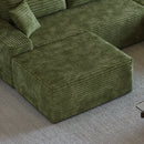 Green Plush Corduroy Sofa Ottoman