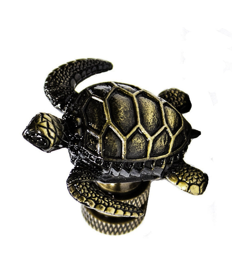 1.4"H Antique Metal Sea Turtle Antique Brass Base Lamp Finial