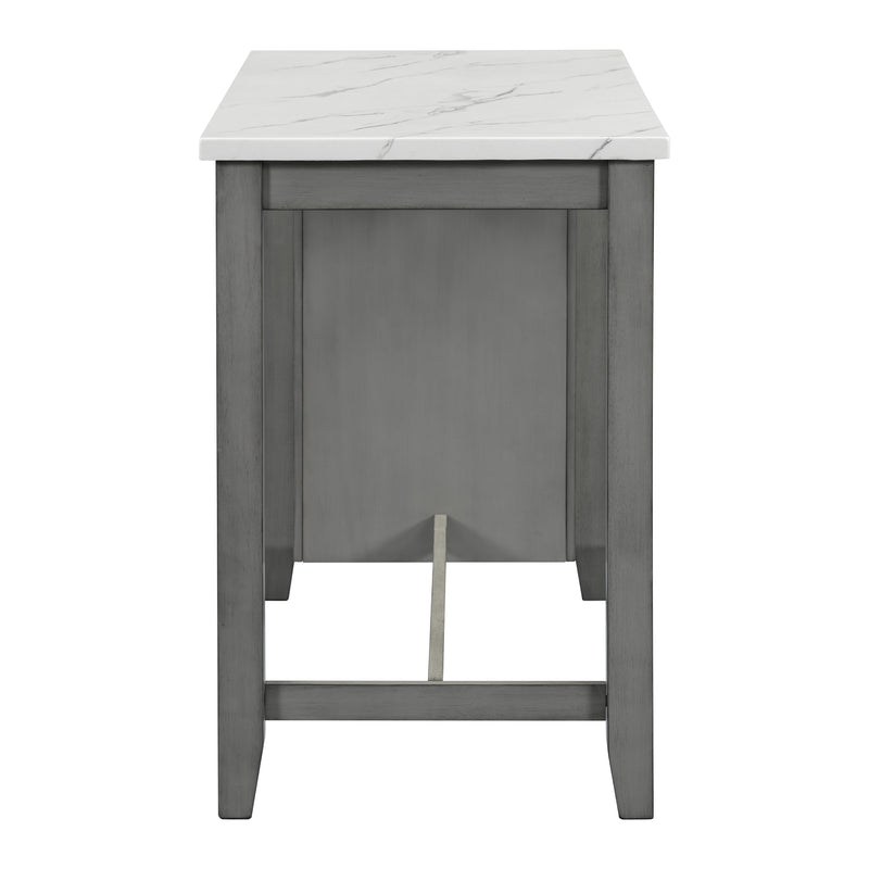 5-piece Counter Height Dining Table Set with Built-in Storage Shelves,Grey