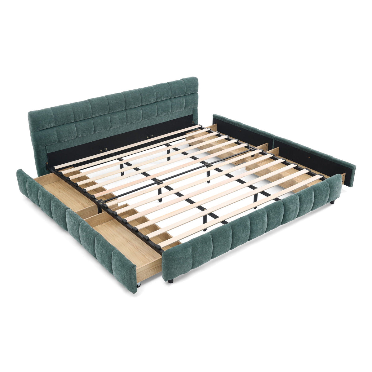 Modern Platform Bed Frame With Thick Fabric, photo 6 of 33