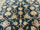8' X 9' Handmade Pakistan Wool Cotton Rug Peshawar Black Floral Nice