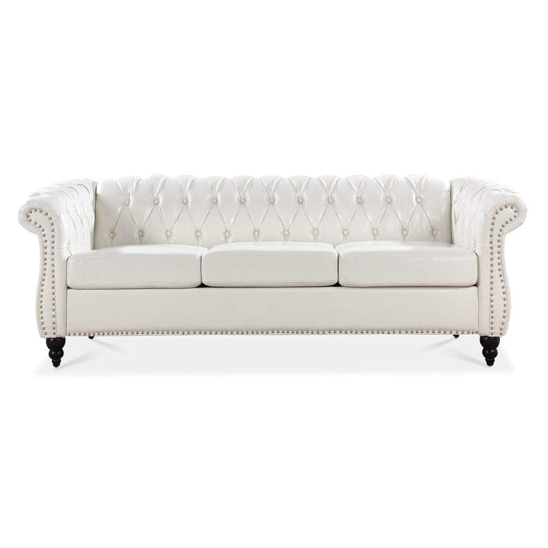 84.65" Rolled Arm Chesterfield 3 Seater Sofa